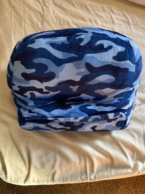 Blue Camouflage Tablet Holder Pillow Book Holder with Pockets Travel